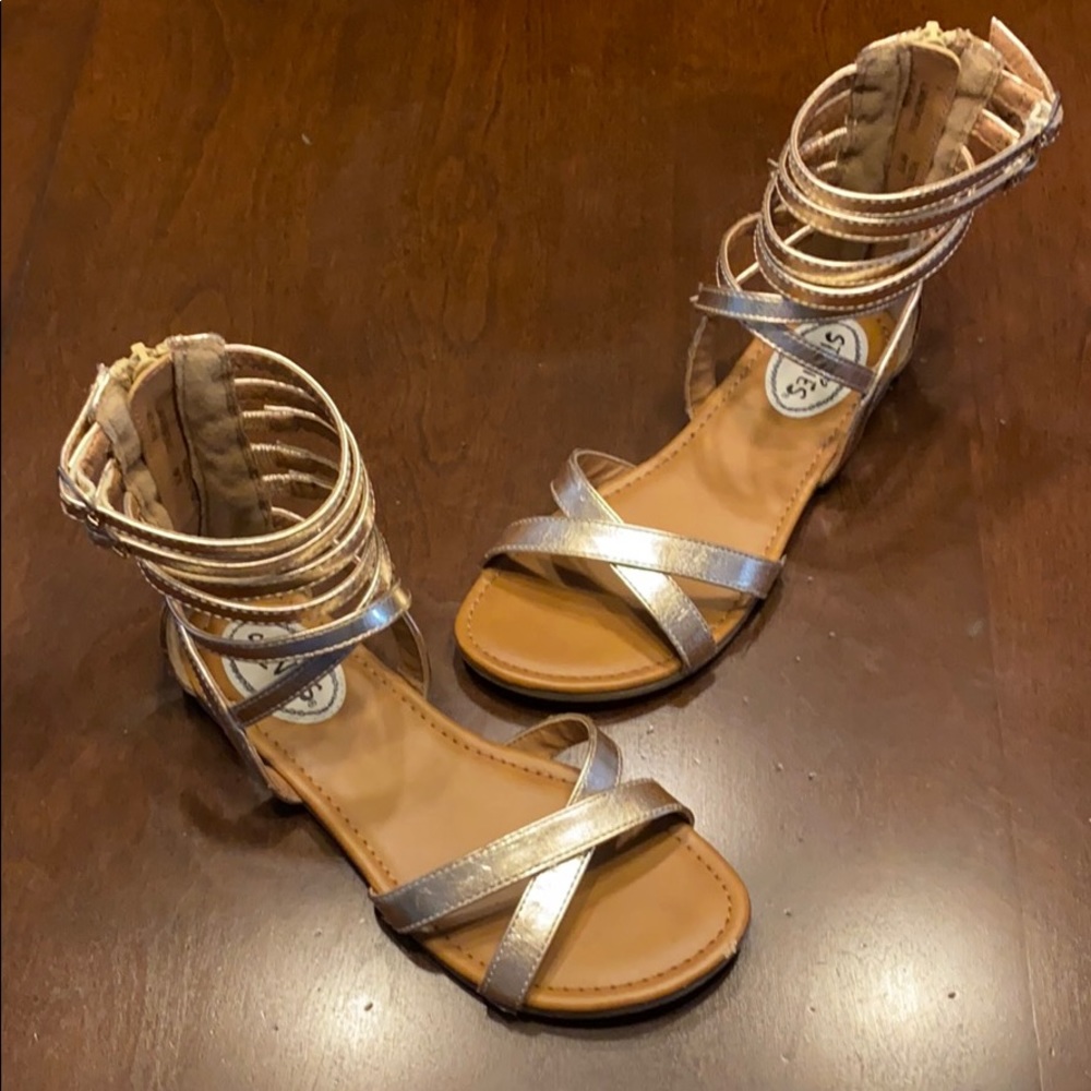Girls gold gladiator sandals